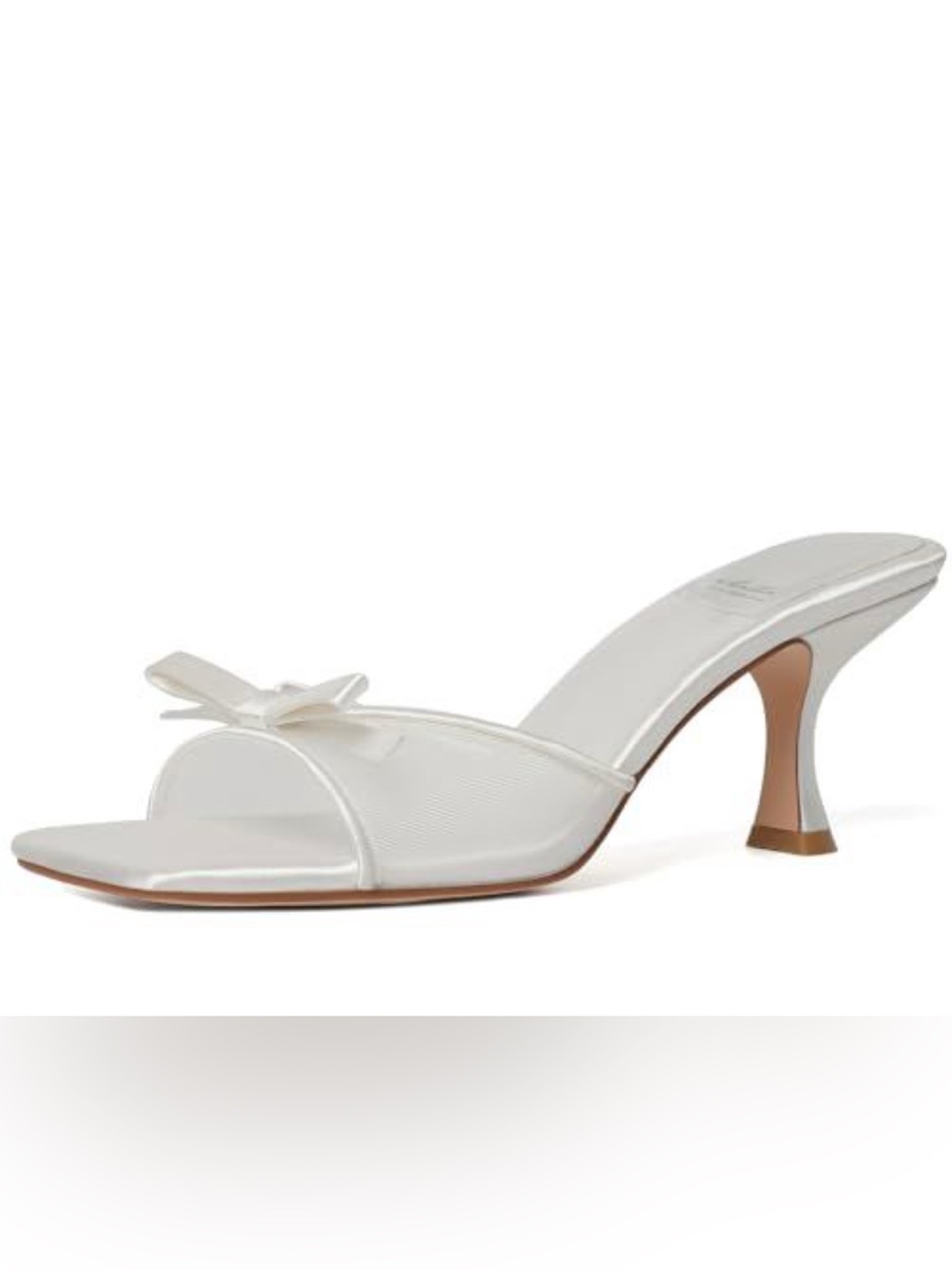 White Women's Kitten Heel Slide Sandal